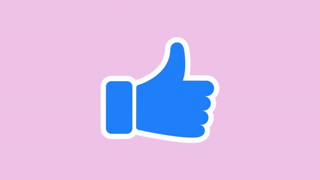 Positive feedback sticker animation with a blue right hand with thumb extended upward on a transparent background. Approval gesture like. Seamless animated icon. 4K video overlay isolated element.
