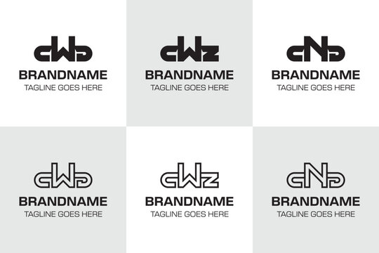 Letters CWD CWZ CND Monogram Logo Set