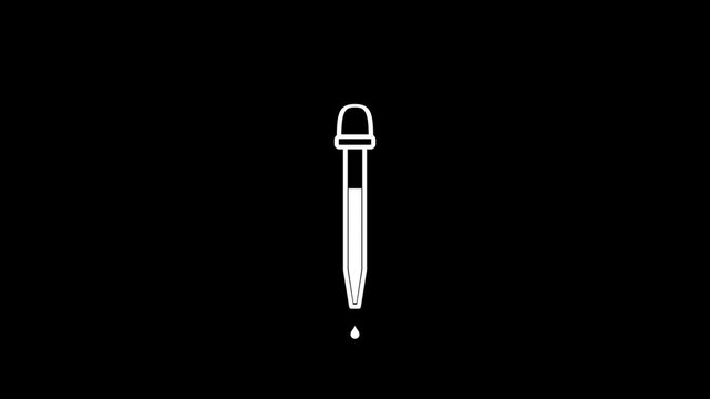 Minimalist Animated Dropper Icon Loading Progress Bar on a Solid Black Background