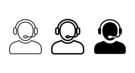 Fototapeta premium Customer Service Icons: Operator, Support Agent, Call Center Headset Symbols