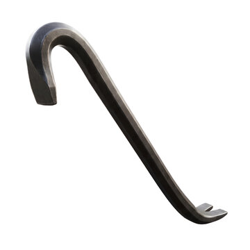 Crowbar 3D Render, Metal Pry Bar Floating on Dark Red Background