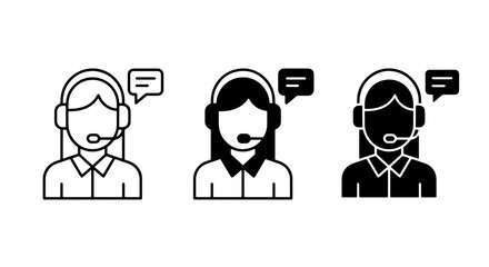 Fototapeta premium Customer Service Icons, Call Center Agent Avatars, Support Operator Vector Graphics