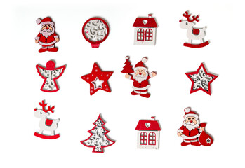 Fototapeta premium Christmas holiday decorations with Santa Claus and reindeer