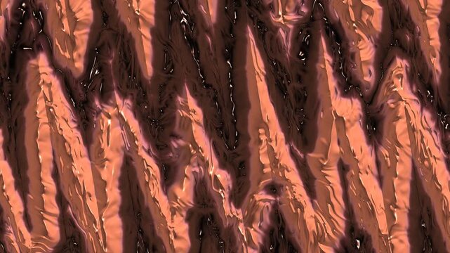 Abstract copper liquid metal ripples, metallic bronze wave texture background, shimmering rose gold fluid motion, organic molten metal surface