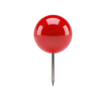 Red shiny thumbtack on transparent background.