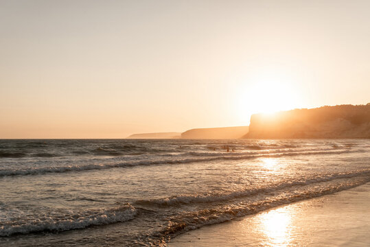 Kourion beach at sunset. Episkopi, Limassol District, Cyprus