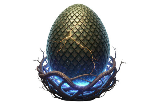 A pixelated image of a large egg with a blue and gold color scheme isolated on transparent background