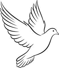 Obraz premium Elegant flying dove line art illustration for peace symbol.