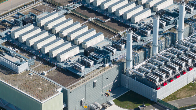 Aerial view of Massive Hyperscale Data Center in Dietzenbach Germany