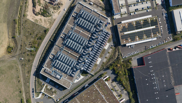 Aerial view of Massive Hyperscale Data Center in Dietzenbach Germany