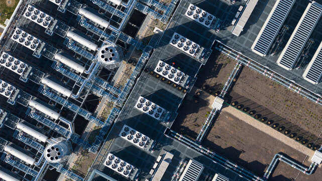 Aerial view of Massive Hyperscale Data Center in Dietzenbach Germany