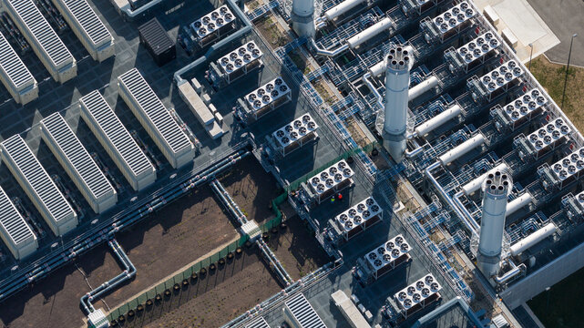 Aerial view of Massive Hyperscale Data Center in Dietzenbach Germany