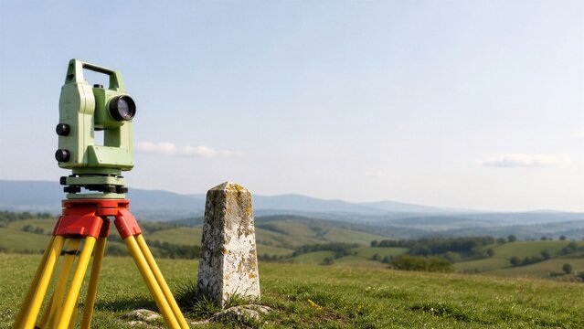 Professional Theodolite Instrument on Tripod for Land Surveying