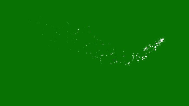 Twinkle stars line glitter sparkles, sparkling stars shine star sparkle vector doodles, glowing light effect, retro shine movement on green screen background. 4k