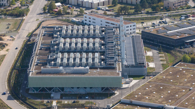 Aerial view of Massive Hyperscale Data Center in Dietzenbach Germany
