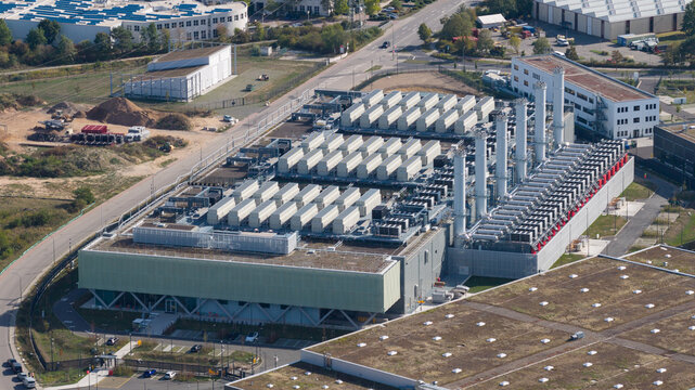 Aerial view of Massive Hyperscale Data Center in Dietzenbach Germany