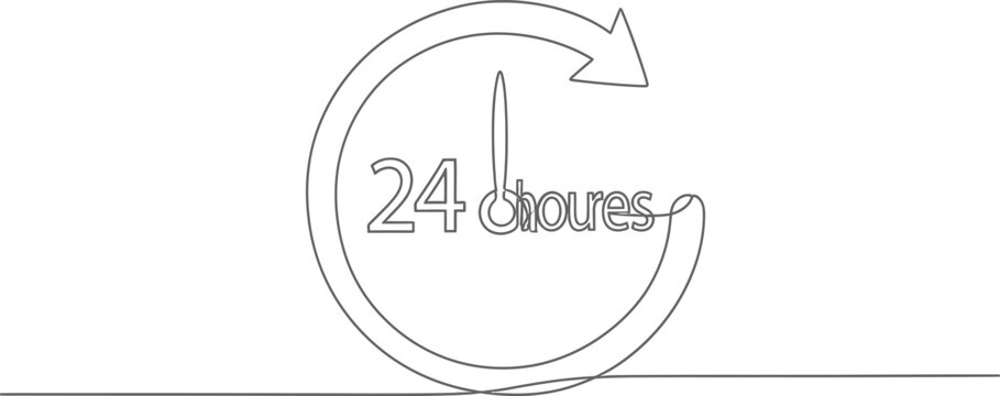Circular twenty four hours clock symbol design.