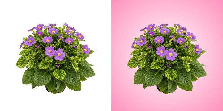 Purple primrose flower plant isolated on transparent background
