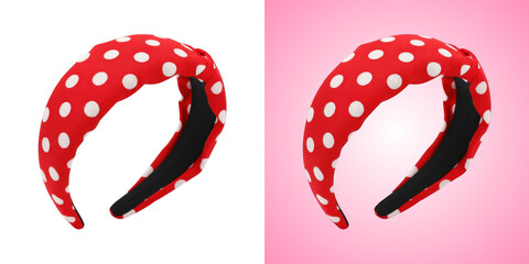 Red headband with white polka dots isolated on transparent background © MDMAHMUD