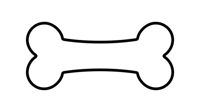 Simple black outline illustration of a dog bone treat on a white background with pet treat animal chew outline drawing minimalist icon graphic element