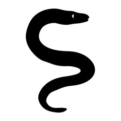 Fototapeta premium Black snake silhouette vector icon - Sleek black snake silhouette in a clean, minimal vector style for modern designs and graphics.