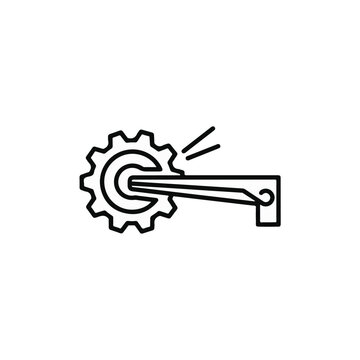 Mechanical gear and lever handle icon representing manual rotation