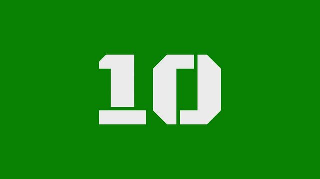 Minimal white numeral countdown sequence from 15 to 0 on a clean green screen, designed for timing visuals
