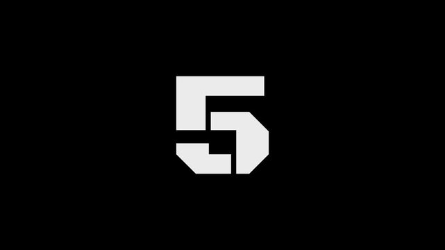 White digital countdown numbers from 10 to 0 on black background in 4k