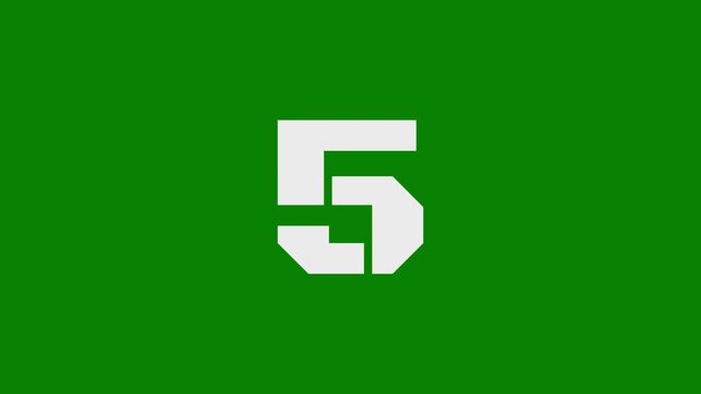 White digital countdown numbers from 10 to 0 on green background in 4k