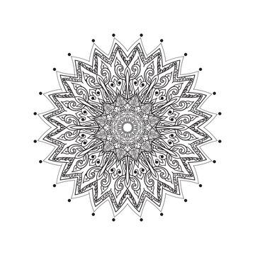 Black and white floral mandala vector illustration