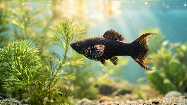 molly fish underwater close up at morning light in rio grande river texas video