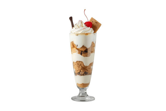 Tall Ice Cream Sundae With Whipped Cream and Cherry