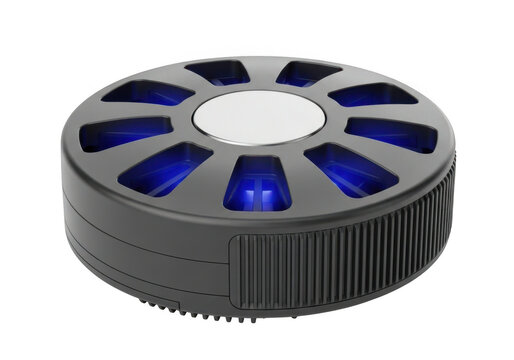 Round insect killer trap with blue light isolated on transparent background for home and garden