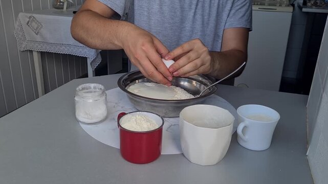 Preparing ingredients for baking at home with simple tools