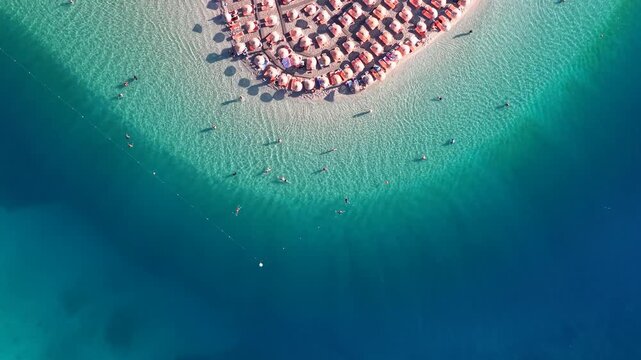 Oludeniz Beach Drone Video, Turquoise Color Kumburnu Beach (Kumburnu Plajı) Drone Video, Fethiye Mugla, Turkiye (Turkey)