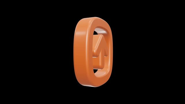 Glossy orange 3D arrow pointing up inside rounded square frame