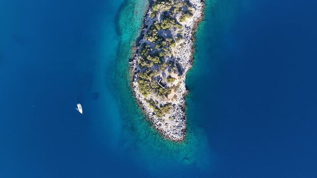 Oludeniz Beach Drone Video, Turquoise Color Kumburnu Beach (Kumburnu Plajı) Drone Video, Fethiye Mugla, Turkiye (Turkey)