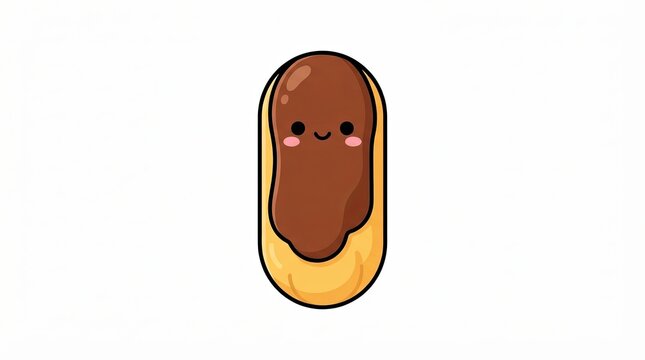 Cute chocolate eclair pastry character with a happy face