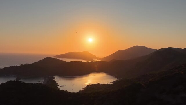 Fethiye Oludeniz Paragliding Drone Video, Fethiye Paragliding in the Sunset Time Drone Video, Kumburnu Beach Oludeniz, Fethiye Mugla, Turkiye (Turkey)