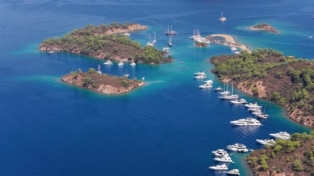 Gocek Islands Drone Video, Turkish Maldives Yassica Islands Video, G&ouml;cek Fethiye,  Mugla Turkiye (Turkey)