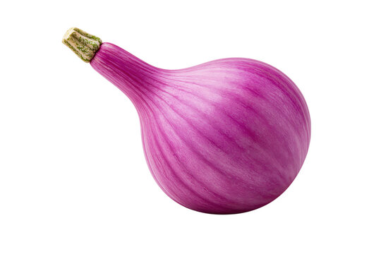 Single vibrant purple red onion with textured skin isolated on transparent background PNG element