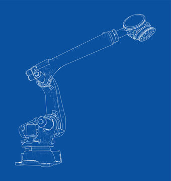 robotic arm blueprint illustration. Vector