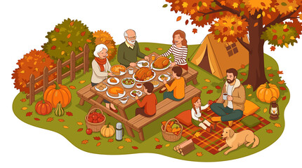 Obraz premium Autumn Family Picnic