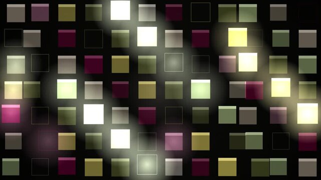 Abstract video frame displaying a grid of colorful square tiles in a seamless loop pattern.