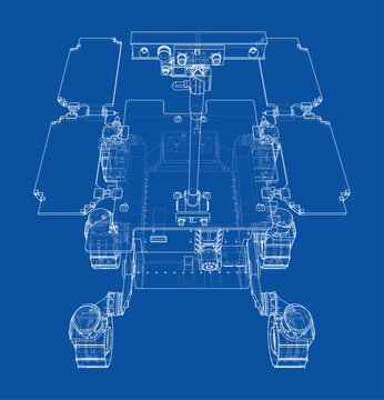 robotic rover blueprint illustration. Vector