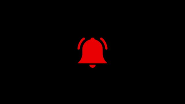 Red Ringing Bell Notification Icon Motion Graphic Animation on Black Background