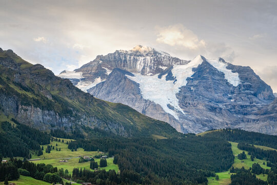 Jungfraujoch Mountain and Glacier in Bernese Alps Switzerland