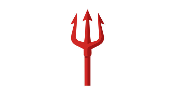 Red Trident Weapon Isolated on White Background