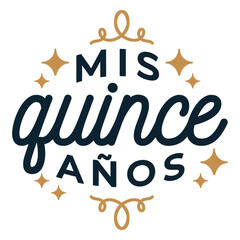 Mis quince anos starry lettering © Vexels
