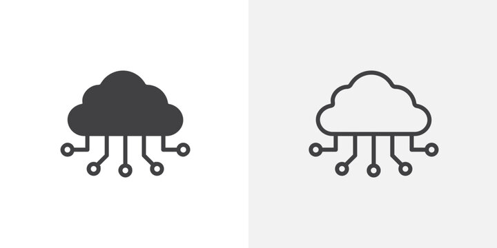 Cloud computing icon set for ui designs on white background